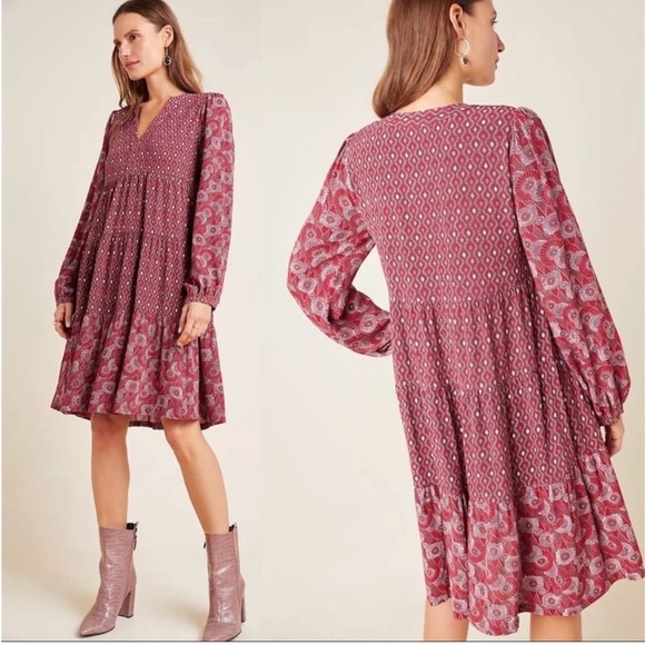 Maeve Amber Tiered Print Mini Dress in Size Small - Picture 11 of 14